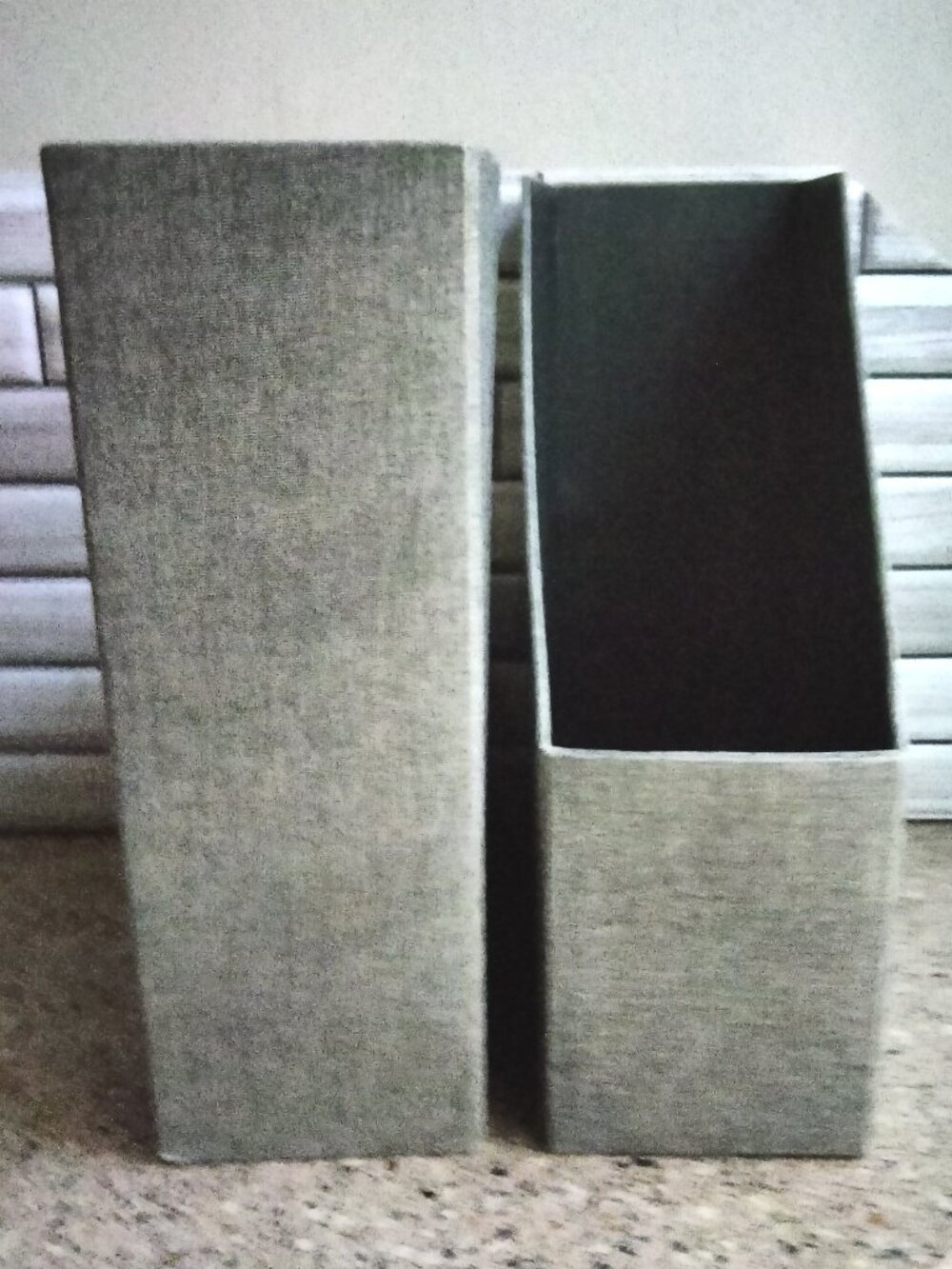 DUO: Linen Covered Slate Grey File Magazine Holders (C)